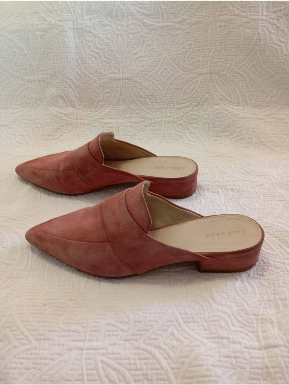 Cole Haan Womens Pointed Toe Pink Suede Mule Flats 9B - Picture 5 of 12